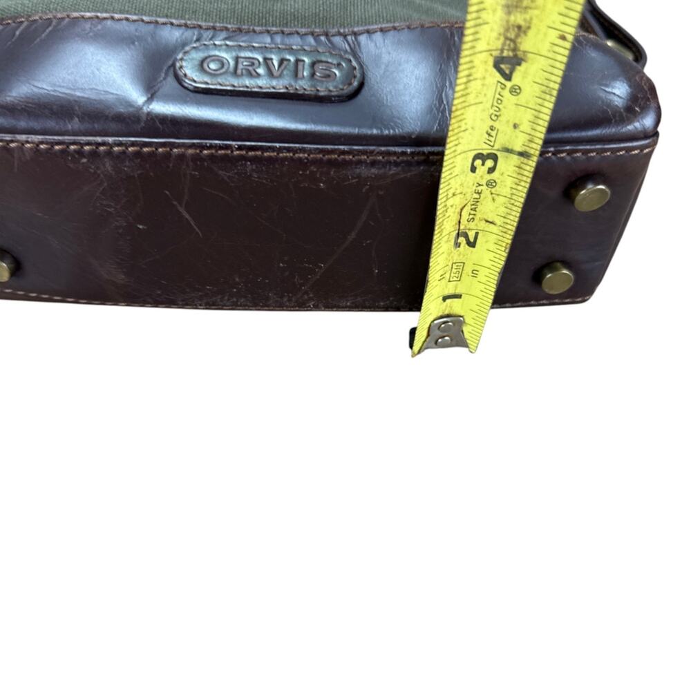 Orvis Battenkill Canvas Leather Crossbody Bag Grey Olive Utility Gorpcore Purse - Picture 6 of 15